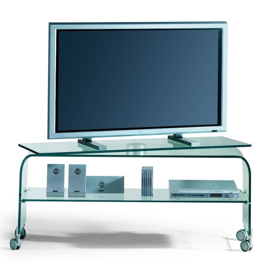 Carrello porta TV moderno in vetro Reflex